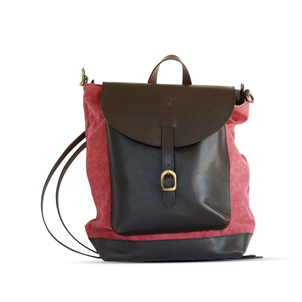 Borsa Zaino canvas e pelle