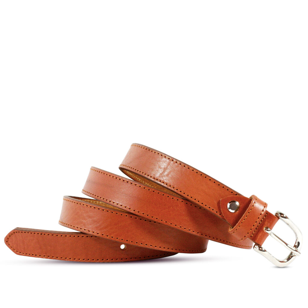 Cintura in pelle con fibbia argento 2,5 cm